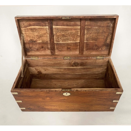 116 - TRUNK, vintage Chinese Export teak and brass bound with rising lid and carrying handles, 90cm W x 41... 