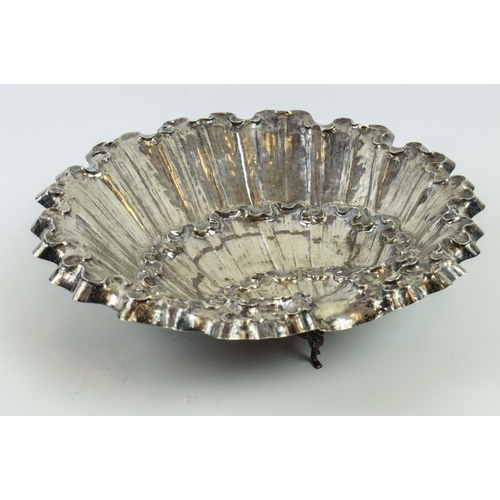 1 - SILVER CLAMSHELL BOWL, Spanish 915 silver, Rococo style on griffin feet, 37cm x 37cm approx, 37oz.