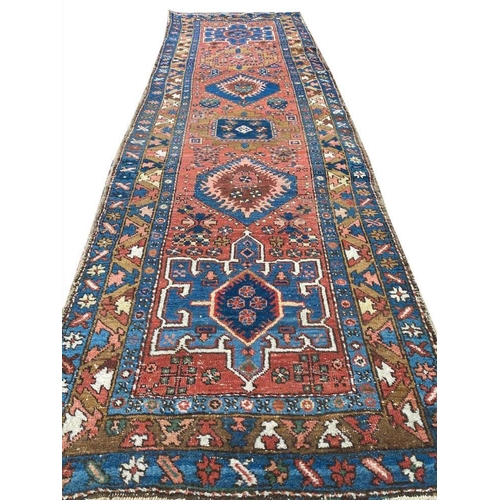 112 - ANTIQUE NORTH WEST PERSIAN RUNNER, 310cm x 95cm.