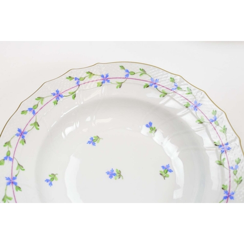 12 - HEREND PART DINNER SERVICE, 'cornflower blue garland' pattern, including eight dinner plates, eight ... 