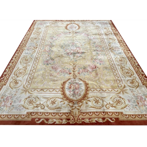 122 - FINE SAVONNERIE DESIGN CARPET, 367cm x 278cm.