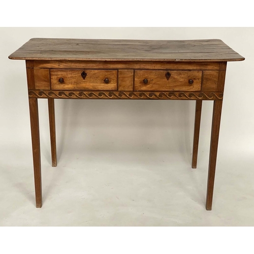 154 - SIDE TABLE, early 19th century Italian walnut, rosewood and satinwood, rectangular with two drawers,... 