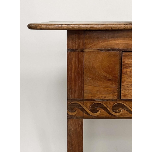 154 - SIDE TABLE, early 19th century Italian walnut, rosewood and satinwood, rectangular with two drawers,... 