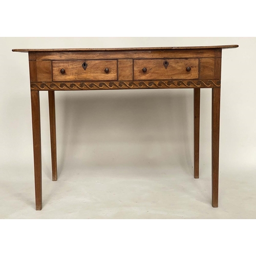 154 - SIDE TABLE, early 19th century Italian walnut, rosewood and satinwood, rectangular with two drawers,... 