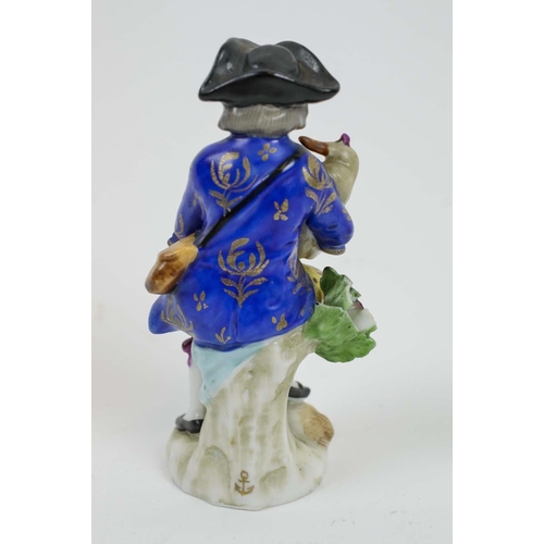 17 - CHELSEA PORCELAIN BAGPIPE BOY AND GIRL WITH LAMB, late 18th century gold ancor period, along with a ... 