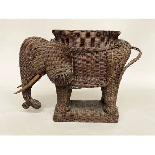 184 - ELEPHANT LAMP TABLE, mid 20th century cane woven with seat table top and plinth, 58cm H x 77cm x 49c... 