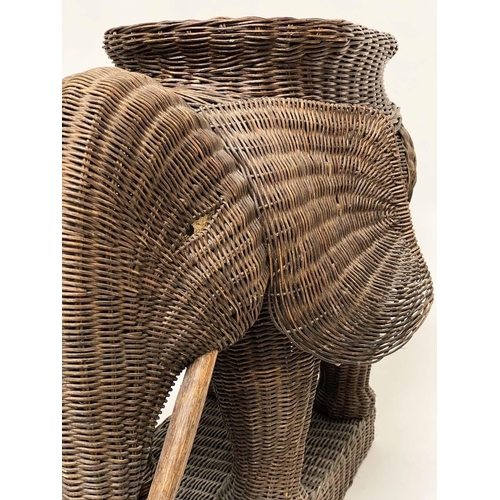 184 - ELEPHANT LAMP TABLE, mid 20th century cane woven with seat table top and plinth, 58cm H x 77cm x 49c... 