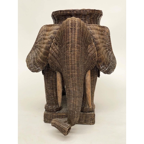 184 - ELEPHANT LAMP TABLE, mid 20th century cane woven with seat table top and plinth, 58cm H x 77cm x 49c... 