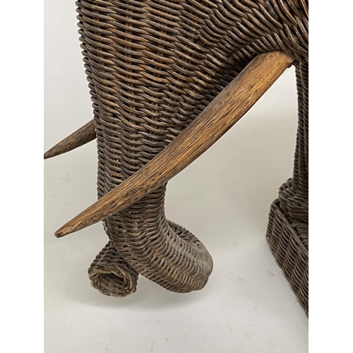 184 - ELEPHANT LAMP TABLE, mid 20th century cane woven with seat table top and plinth, 58cm H x 77cm x 49c... 