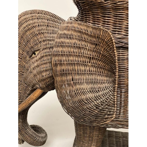 184 - ELEPHANT LAMP TABLE, mid 20th century cane woven with seat table top and plinth, 58cm H x 77cm x 49c... 