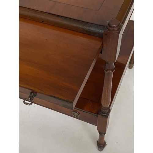 191 - LAMP TABLES, a pair, George III style yewwood each with brushing slide and undertier drawer, 45cm x ... 