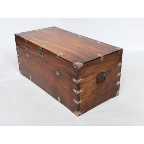 192 - TRUNK, 19th century Chinese export camphorwood and brass bound with rising lid and carrying handles,... 