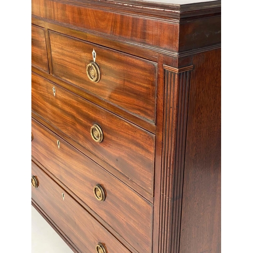 225 - HALL CHEST, early 19th century Scottish flame mahogany of adapted shallow proportions with two short... 