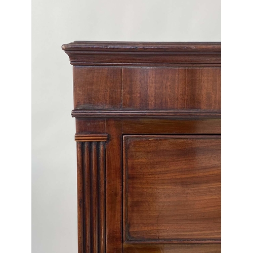 225 - HALL CHEST, early 19th century Scottish flame mahogany of adapted shallow proportions with two short... 