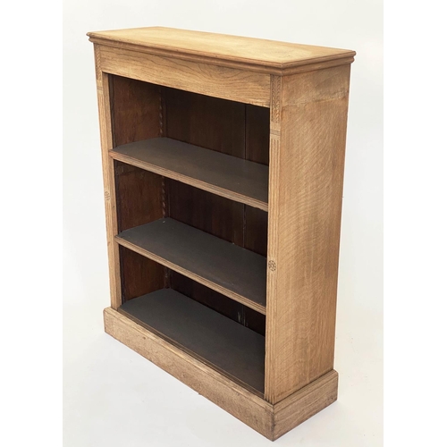 231 - OPEN BOOKCASE, late 19th century oak and carved with three adjustable shelves, 87cm W x 112cm H x 30... 