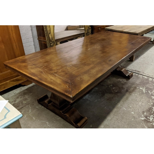 258 - REFECTORY TABLE, 17th century style, Italian walnut twin pedestal base with scrolled feet, 75cm H x ... 