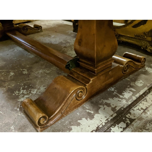 258 - REFECTORY TABLE, 17th century style, Italian walnut twin pedestal base with scrolled feet, 75cm H x ... 