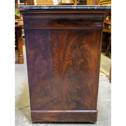 262 - COMMODE, 93cm H x 132cm x 62cm, Louis Philippe mahogany, circa 1840, with grey marble top above four... 