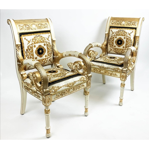 263 - ATTRIBUTED TO VERSACE VANITAS CHAIRS, a pair, 105cm H x 60cm W.