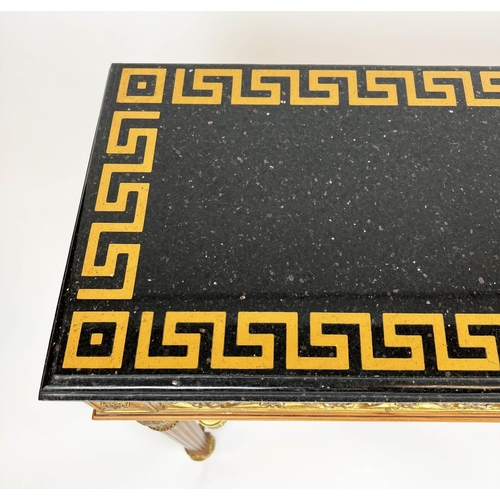 265 - HALL TABLE, Versace style, giltwood pierced frieze with Greek key marble top, 75cm H x 125cm W x 32c... 