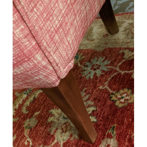 281 - TUB CHAIRS, 78cm H x 79cm W, a pair, mid 20th century oak in new pink fabric. (2)