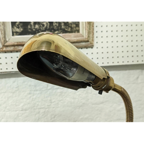 319 - SWAN NECK DESK LAMP, 65cm at tallest, Art Deco style, gilt metal.