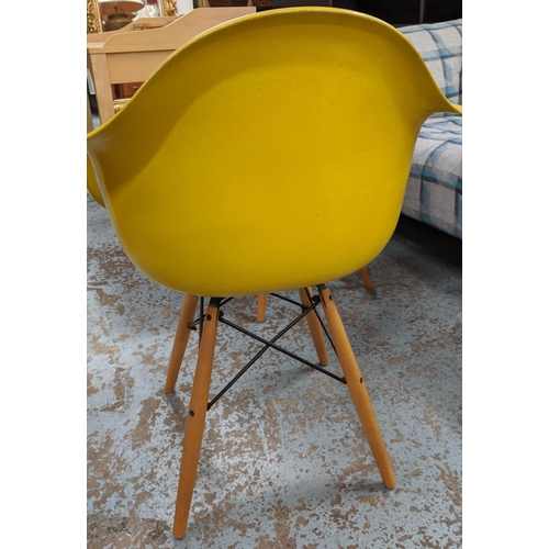 325 - AFTER CHARLES AND RAY EAMES DAW STYLE CHAIRS, a set of two, differing colours, 80cm H. (2)