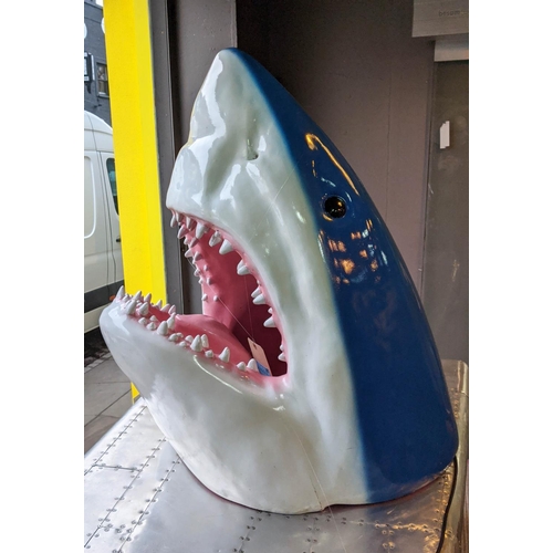 330 - SHARK HEAD, moulded fibre glass, polychrome finish, 60cm diam x 90cm.