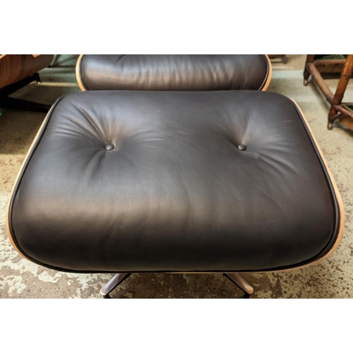 443 - AFTER CHARLES AND RAY EAMES LOUNGE CHAIR AND OTTOMAN, 84cm W. (2)