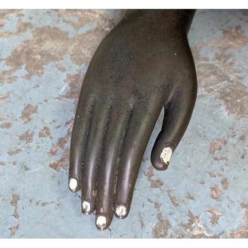 454 - RECUMBENT BUDDAH, perdu cast bronze, painted detail, 150cm x 80cm H.