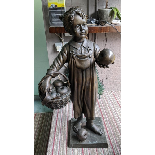 456 - GIRL PICKING APPLES, perdu cast bronze, 90cm H.