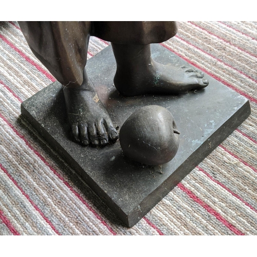 456 - GIRL PICKING APPLES, perdu cast bronze, 90cm H.