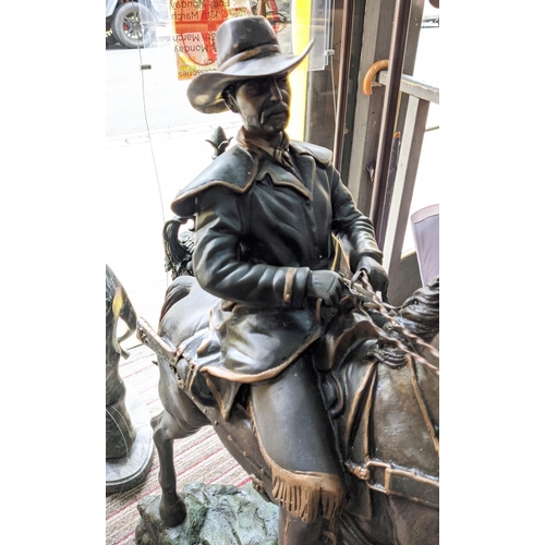 459 - ARTHUR REMINGTON STYLE COWBOY, perdu cast bronze, 90cm H.