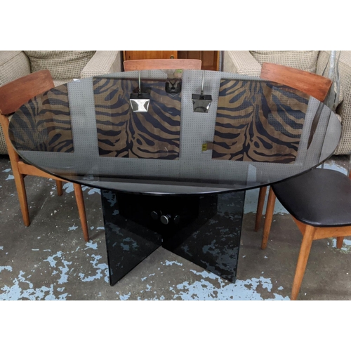 466 - WATERHOUSE DINING TABLE, smoked glass construction, 130cm diam. x 74cm H.