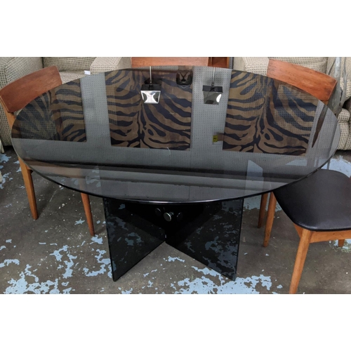 466 - WATERHOUSE DINING TABLE, smoked glass construction, 130cm diam. x 74cm H.