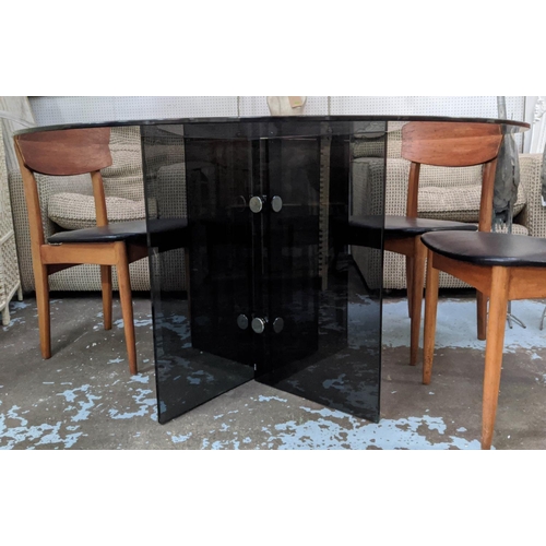 466 - WATERHOUSE DINING TABLE, smoked glass construction, 130cm diam. x 74cm H.