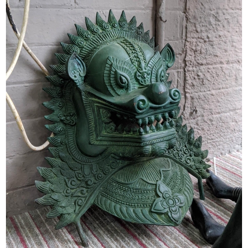 468 - THAI STYLE DRAGON MASK, perdu cast bronze, 46cm x 50cm.