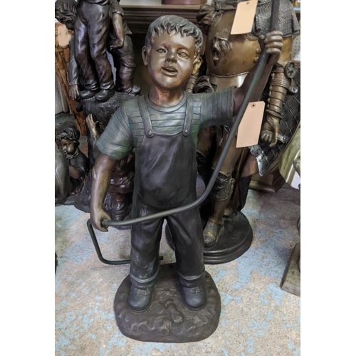 473 - BOY WITH HOSE WATER FOUNTAIN, perdu cast bronze, 111cm H.