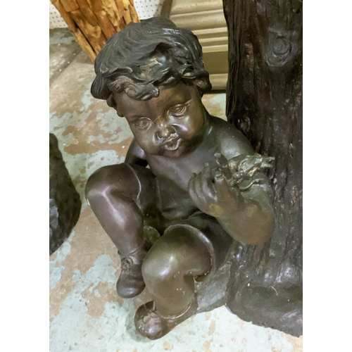 476 - CHILDREN PLAYING AROUND LOG, perdu cast bronze, 136cm H.