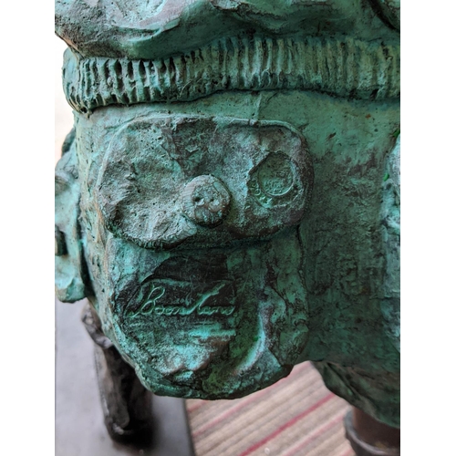 477 - BOY SKATEBOARDING, perdu cast bronze, with verdigris detail, 125cm H.