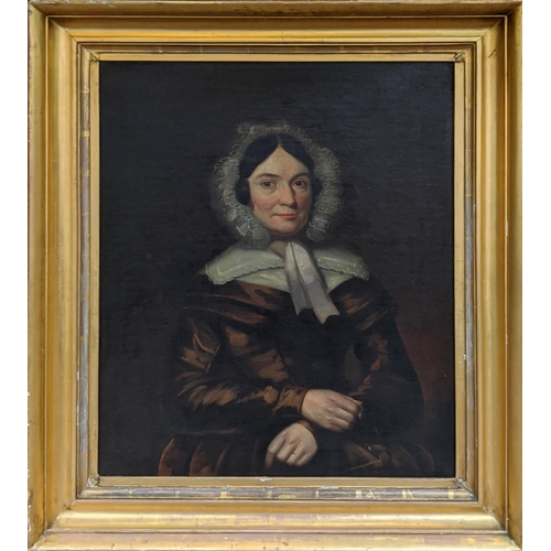 54 - 19TH CENTURY SCHOOL, Portrait of a woman', oil on canvas, 74cm x 59cm, framed.