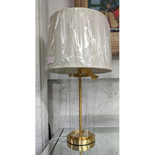 559 - LAUREN RALPH LAUREN HOME TABLE LAMPS, a pair, with shades, slender design, glass with gilt metal det... 