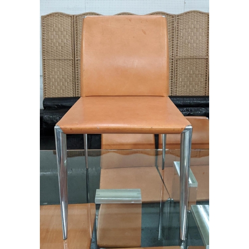 562 - DINING CHAIRS, a set eight, tan leather, 92cm H. (8)