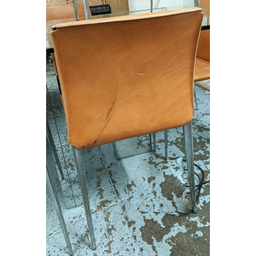 562 - DINING CHAIRS, a set eight, tan leather, 92cm H. (8)