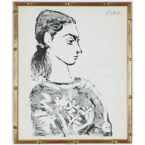 86 - PABLO PICASSO, Francoise, signed in the plate, Cincinnati Suite 1959, printed by Young & Klein, gilt... 