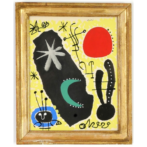 90 - JOAN MIRO, abstract pochoir, plate signed, papier college-singed in the plate, printed printed by Da... 