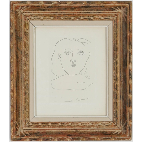 92 - PABLO PICASSO, Tete de Femme, original drypoint and Burin engraving on wove, paper edition 1000, Mon... 