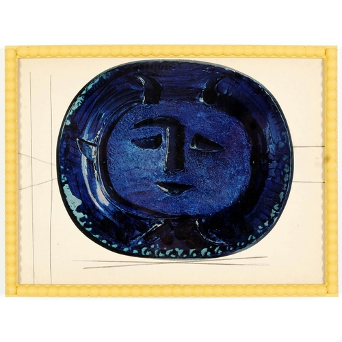 99 - AFTER PABLO PICASSO, quadrichromes, six studies of ceramic plates, hand painted yellow bobbin frames... 