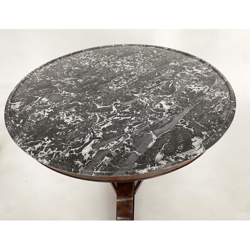 171 - GUERIDON, 19th century French Louis Philippe flame mahogany circular channeled St Annes marble top a... 