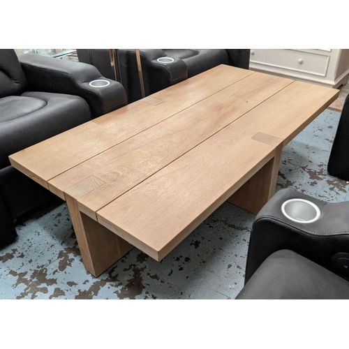 455 - LOW TABLE, contemporary thick plank construction, 150cm x 80cm x 40cm.